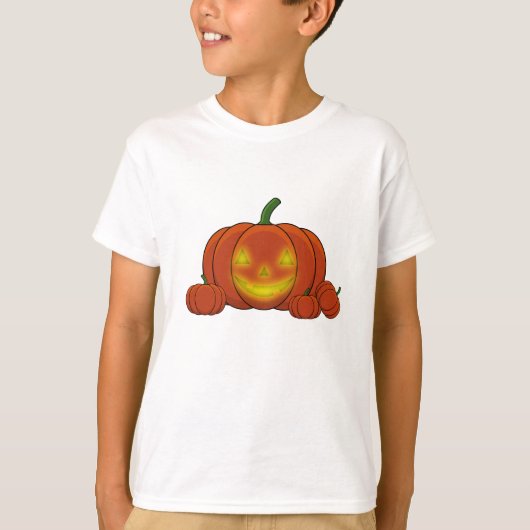 ジャッ白熱［赤熱］光を放つク・オ・ランタン・パンプキン Tシャツ (正面)