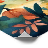 ジャッ白熱［赤熱］光を放つクO'ランタン秋の森ポスター ポスター (角)