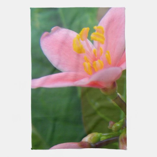 ジャトロファ花クローズアップ キッチンタオル (縦)