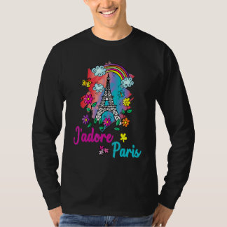 ジャドールパリエッフェルタワーレインボーフラワーズ&お尻 Tシャツ