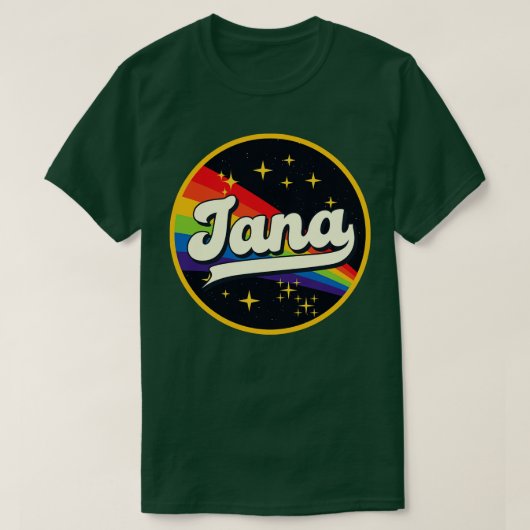 ジャナレインボーイン宇宙ヴィンテージスタイル Tシャツ (デザイン正面)
