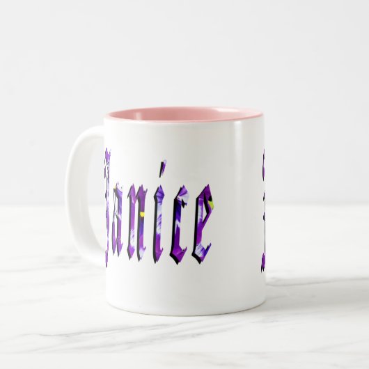 ジャニスの名前のロゴ、 ツートーンマグカップ (正面左)