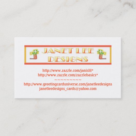 ジャネットリーデザイン – 名刺 (正面)