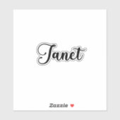 ジャネット名 – 手書き書道 シール (シート)