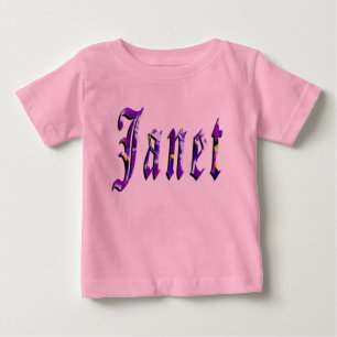 ジャネット、名前、ロゴ、ベビーガールズピンクTシャツ ベビーTシャツ