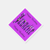 ジャネット、名前、ロゴ、紫の紙誕生日ナプキンス スタンダードカクテルナプキン (角)