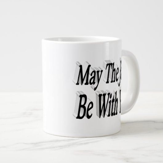 ジャバおもしろいコーヒー引用文ブラック文字 ジャンボコーヒーマグカップ (正面右)