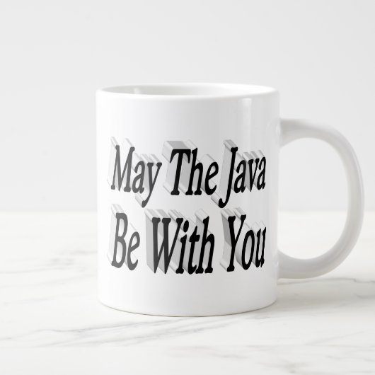 ジャバおもしろいコーヒー引用文ブラック文字 ジャンボコーヒーマグカップ (右)