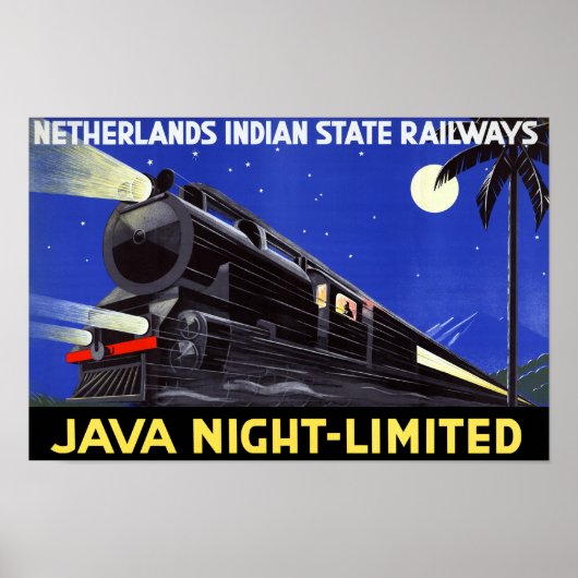 ジャバインドネシアヴィンテージ旅行ポスター復元 ポスター (正面)