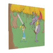 ジャバウォッキーと戦うアリス メタルプリント (アングル)