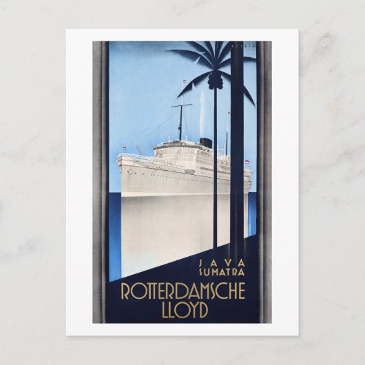 ジャバスマトラ・ロッテルダンシェロイド・ヴィンテージポスター ポストカード (正面)