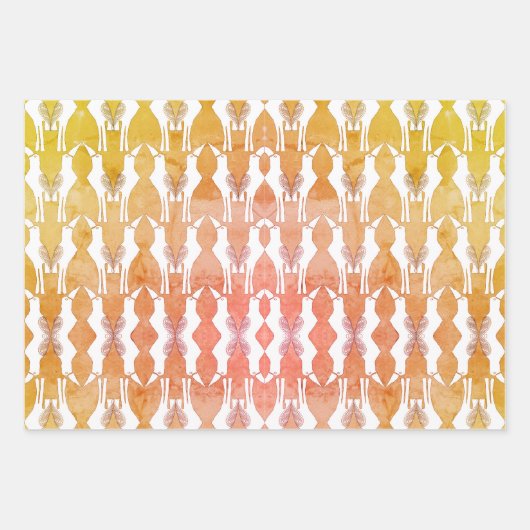 ジャバンミナ鳥ラッピング紙フラットシートセット3 ラッピングペーパーシート (正面)