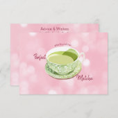ジャパニーズピンク抹茶 ブライダルシャワー アドバイス&ウィッシュ エンクロージャーカード (正面/裏面)