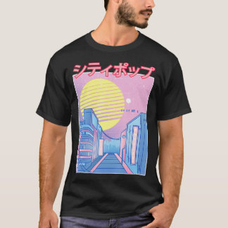 ジャパンシティポップ・アートのかわいい80sア日本のニメ音楽Aes Tシャツ