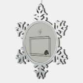 ジャパンディ海生活沿岸ベージュニュートラルモノクロ スノーフレークピューターオーナメント (右)