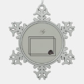 ジャパンディ海生活沿岸ベージュニュートラルモノクロ スノーフレークピューターオーナメント (正面)