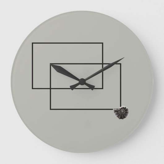 ジャパンディ海生活沿岸ベージュニュートラルモノクロ ラージ壁時計 (正面)