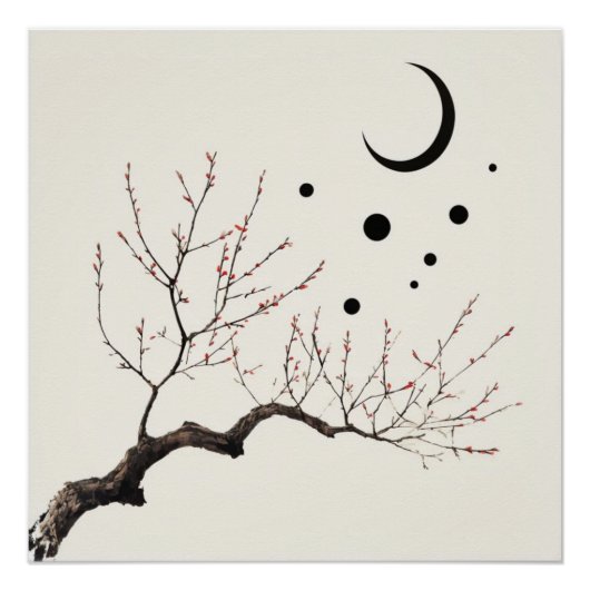 ジャパンディ禅：ミニマル抽象芸術イラストレーション ポスター (正面)