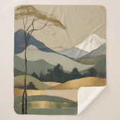 ジャパンディ金ゴールド&グリーンマウンテンランドスケープ シェルパブランケット (正面)