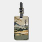ジャパンディ金ゴールド&グリーンマウンテンランドスケープ ラゲッジタグ (正面縦)
