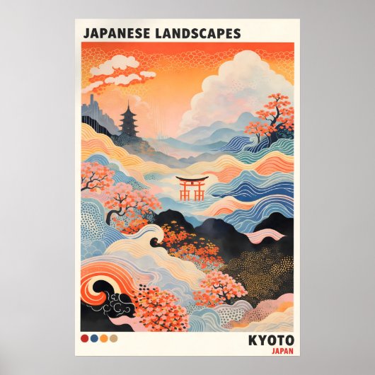 ジャパンディ 和風 ポスター 京都の風景 画 ビンテージ (正面)