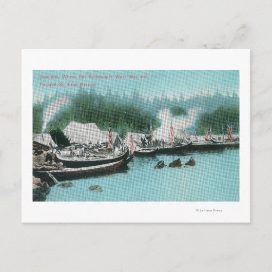 ジャポンスキー島 – ポットランチャー&シトカ先住民 ポストカード (正面)