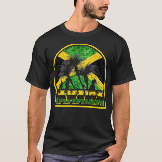 ジャマおもしろいイカ国旗のパームサマーバケーションカー Tシャツ