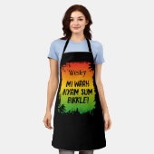 ジャマイおもしろいカラスタ調理師&シェフフード引用文 エプロン (着用した状態)