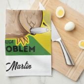 ジャマイカおもしろいラスタ喫煙フクロウのカスタマイズ キッチンタオル (四つ折り)