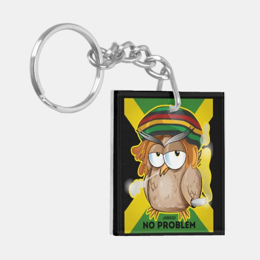 ジャマイカおもしろいラスタ喫煙フクロウ キーホルダー (正面左)