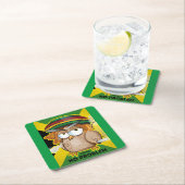 ジャマイカおもしろいラスタ喫煙フクロウ スクエアペーパーコースター (インサイチュ)