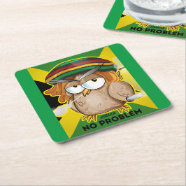 ジャマイカおもしろいラスタ喫煙フクロウ スクエアペーパーコースター