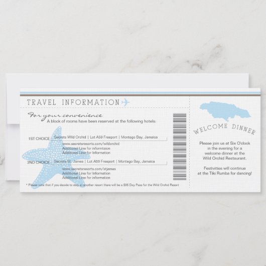 ジャマイカでの結婚式 旅行情報 搭乗券 招待状 (正面)