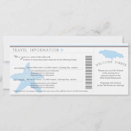 ジャマイカでの結婚式 旅行情報 搭乗券 招待状 (正面)