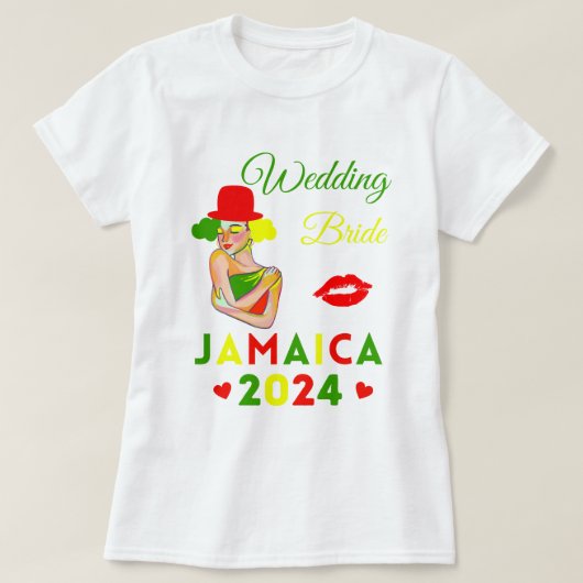 ジャマイカで結婚する花嫁 Tシャツ (デザイン正面)