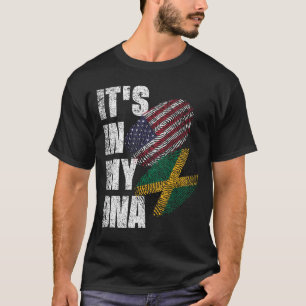 ジャマイカとアメリカンミックスDNA伝統国旗 Tシャツ