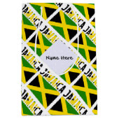 ジャマイカとジャマイカの国旗があなたの名前と並べて ミディアムペーパーバッグ (正面)