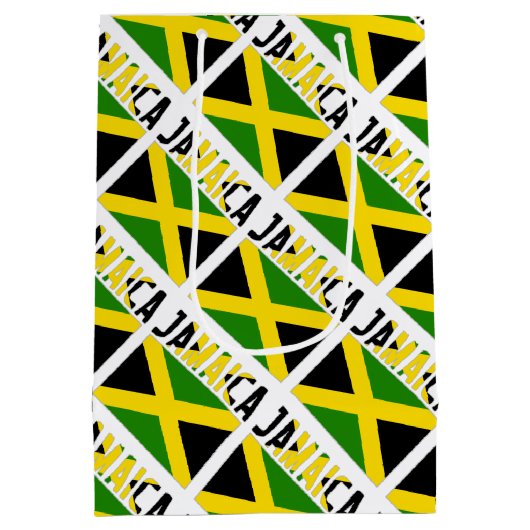 ジャマイカとジャマイカの国旗があなたの名前と並べて ミディアムペーパーバッグ (裏面)