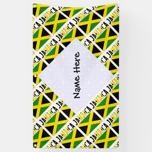 ジャマイカとジャマイカの国旗があなたの名前と並べて 横断幕 (縦)