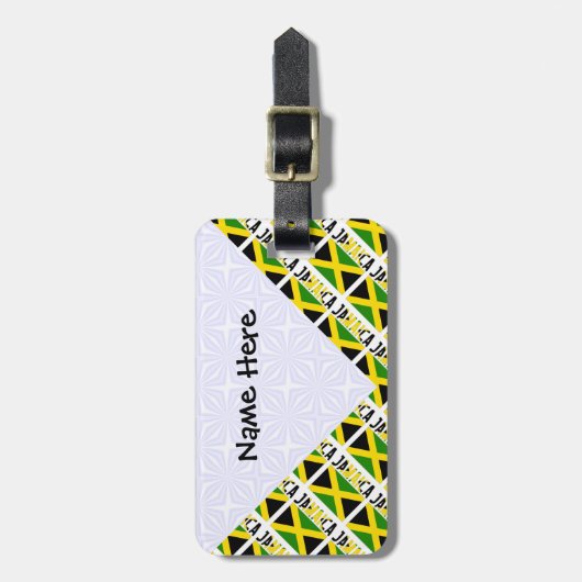 ジャマイカとジャマイカの国旗、あなたの名前で並ぶ ラゲッジタグ (正面縦)