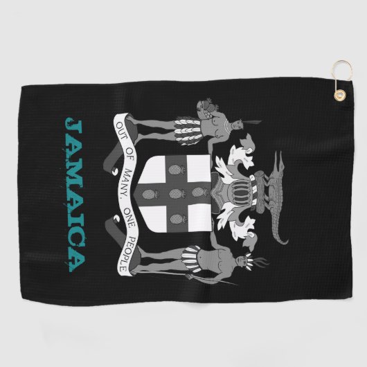 ジャマイカとジャマイカの腕のコート/旗 ゴルフタオル (横)