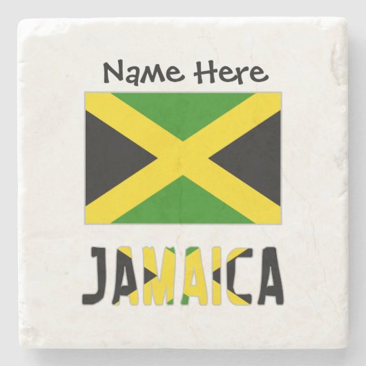 ジャマイカとジャマイカ国旗の名前 ストーンコースター (正面)