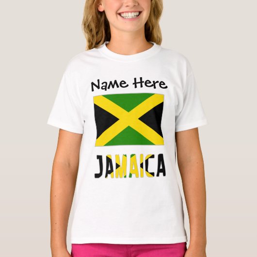 ジャマイカとジャマイカ国旗の名前 Tシャツ (正面)
