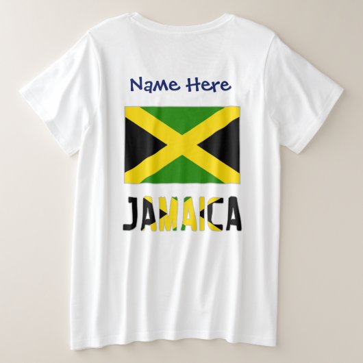 ジャマイカとジャマイカ国旗カスタマイズ プラスサイズTシャツ (デザイン裏面)
