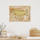 ジャマイカとナショナルヒーローの地図 ポスター (キッチン)