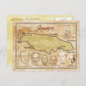 ジャマイカとナショナルヒーローの地図 ポストカード (正面/裏面)