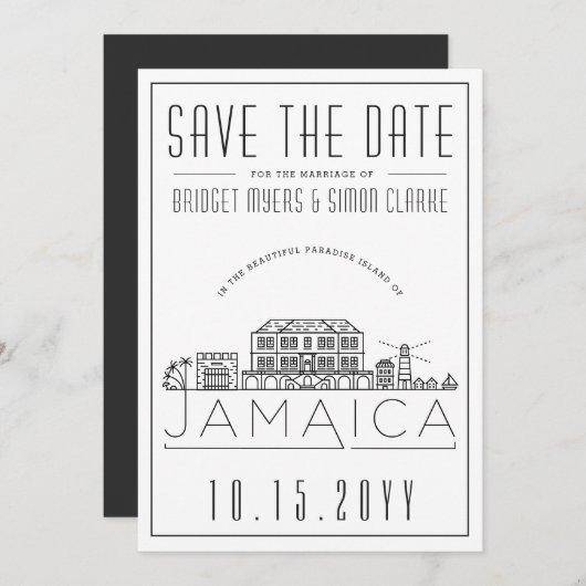 ジャマイカのウェディング スタイルのスカイライン 保存日付のお知らせ 招待状 (正面/裏面)