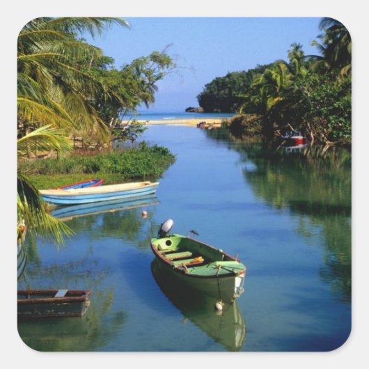 ジャマイカのオチョリオス付近の風光明媚な川 スクエアシール (正面)