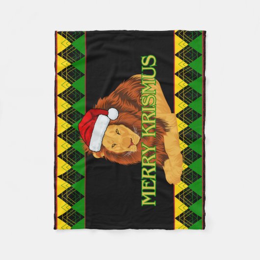 ジャマイカのクリスマスリオン フリースブランケット (正面)