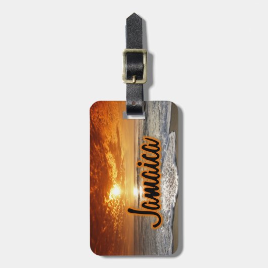 ジャマイカのサンセットラゲージタグ ラゲッジタグ (正面縦)